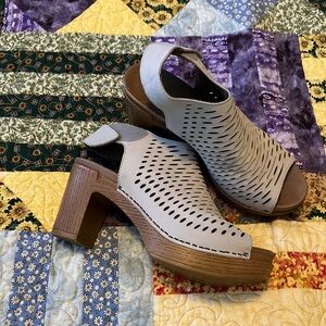 Women's Dansko Cream Peep-Toe Heeled Sandals